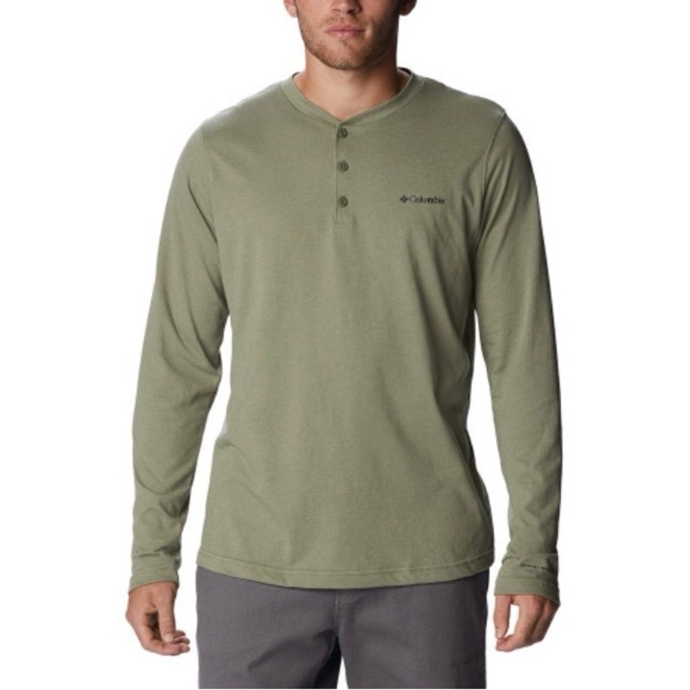 Columbia Men's Green Long Sleeve Henley Shirt